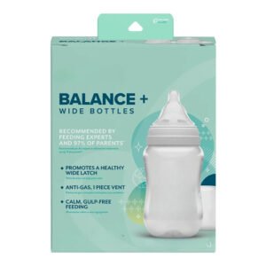 Balance Wide Baby Bottles, Platinum White Color 9oz 2 Count